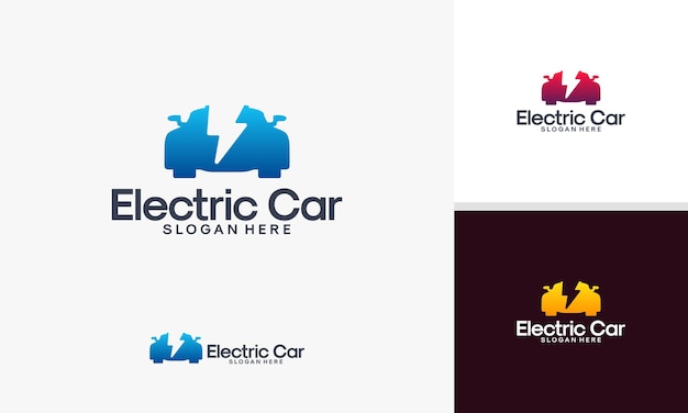 Sleek and Powerful Electric Car Logo with Bolt Emblem | Jiffy Designs