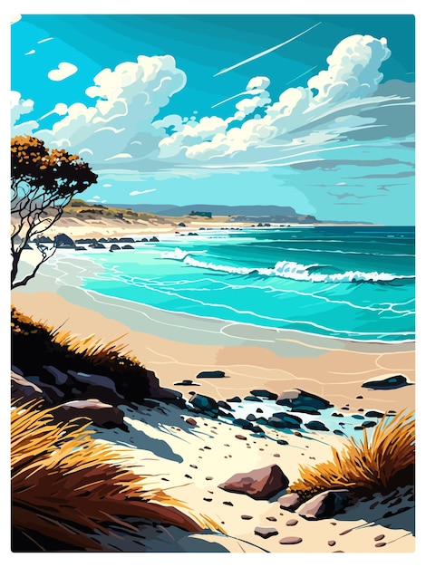 Serene Coastal Landscape with Crashing Waves and Cloudy Sky | Jiffy Designs