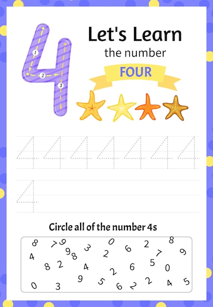 Playful Learn the Number Four Educational Template | Jiffy Designs