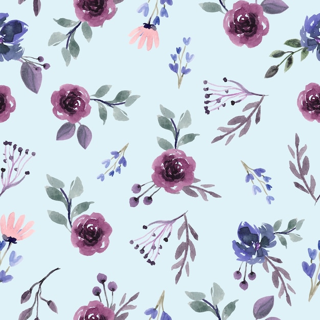 Delicate Floral Pattern with Burgundy and Lavender Blooms | Jiffy Designs