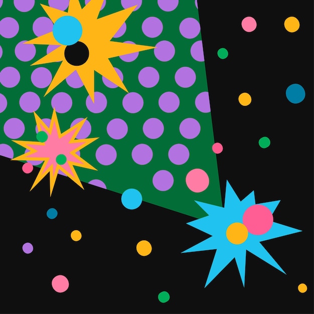 Vibrant Polka Dot Floral Explosion on Starry Night Sky | Jiffy Designs