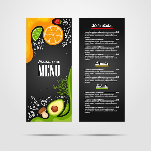 Vibrant Restaurant Menu with Fresh Produce Accents | Jiffy Designs