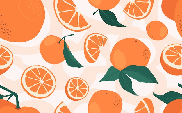 Vibrant Orange Slices and Fruits Pattern Illustration | Jiffy Designs