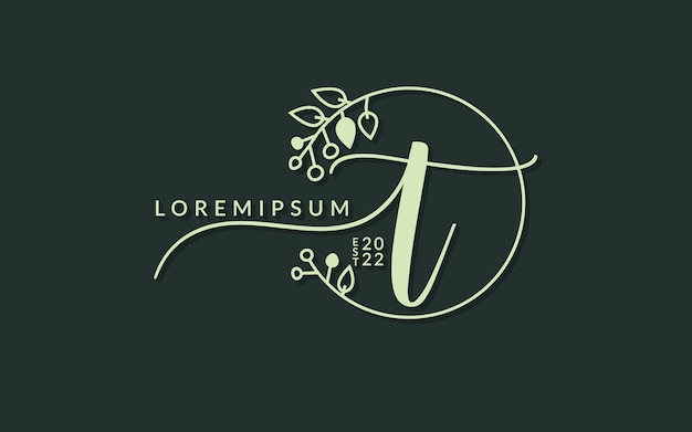 Elegant Botanical Monogram with Leaf Accents and Year | Jiffy Designs
