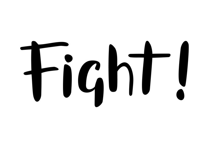 Hand Drawn Lettering Of Fight In Black Isolated On White Background For ...