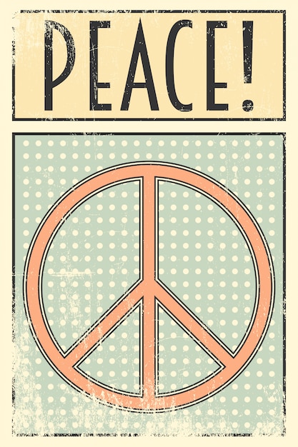 Vintage Peace Symbol Poster with Retro Polka Dot Pattern | Jiffy Designs