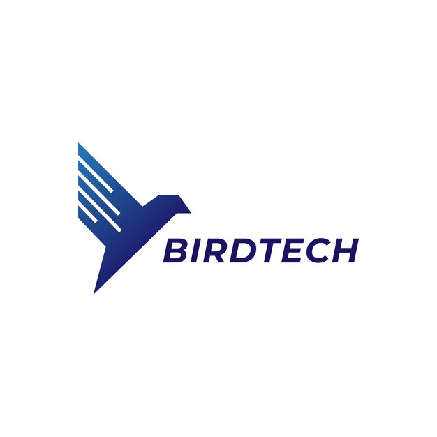 Soaring Blue Bird Silhouette with Sleek Birdtech Branding | Jiffy Designs