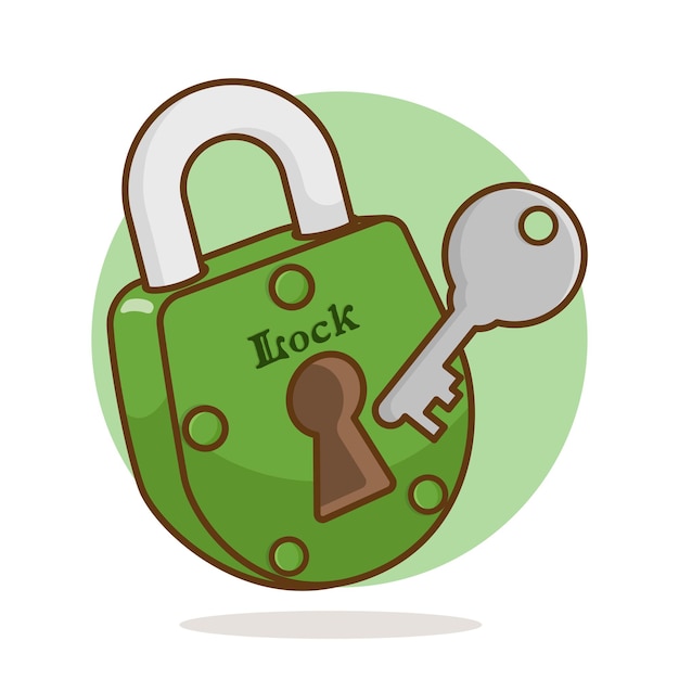 Whimsical Green Lock and Key Illustration | Jiffy Designs