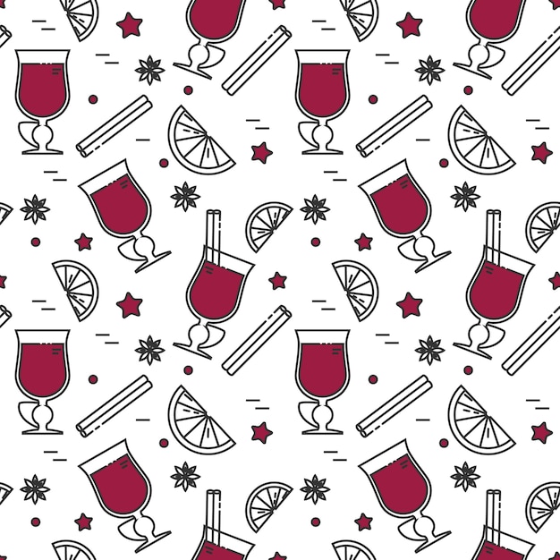 Vibrant Wine and Cocktail Illustration Pattern | Jiffy Designs