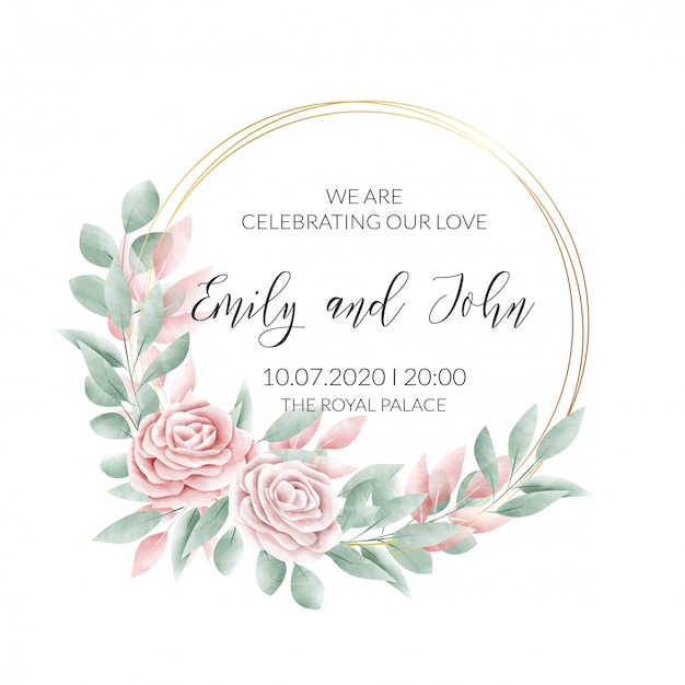 Romantic Floral Wreath with Elegant Calligraphy Names | Jiffy Designs