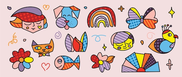 Vibrant Whimsical Shapes and Patterns in Playful Cartoon Style | Jiffy ...