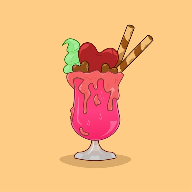 Vibrant Ice Cream Sundae with Cherries and Wafers | Jiffy Designs