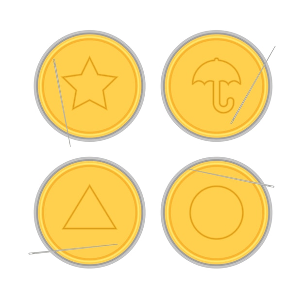 Vibrant Collection of Minimalist Geometric Symbols on Coins | Jiffy Designs