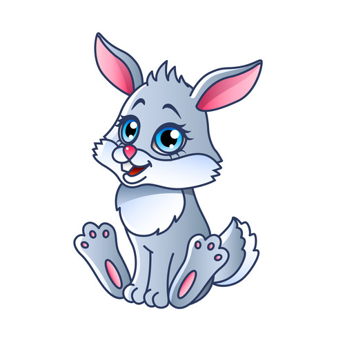 Cartoon Rabbit Isolated On White Vector Illustration | Jiffy Designs