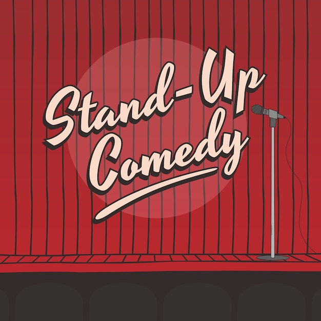 Retro Stand-Up Comedy Show on Red Wooden Stage Backdrop | Jiffy Designs