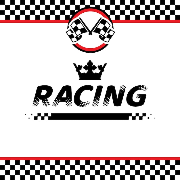 Checkered Flag Emblem with Racing Text | Jiffy Designs