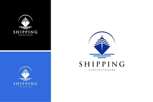 Sleek and Stylish Shipping Logo with Iconic Ship Silhouette | Jiffy Designs