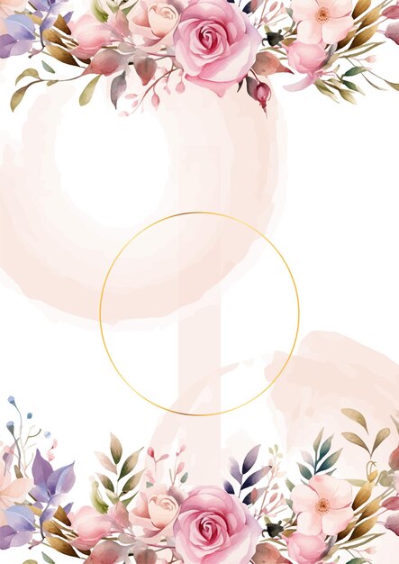 Elegant Floral Frame with Golden Circle and Roses | Jiffy Designs