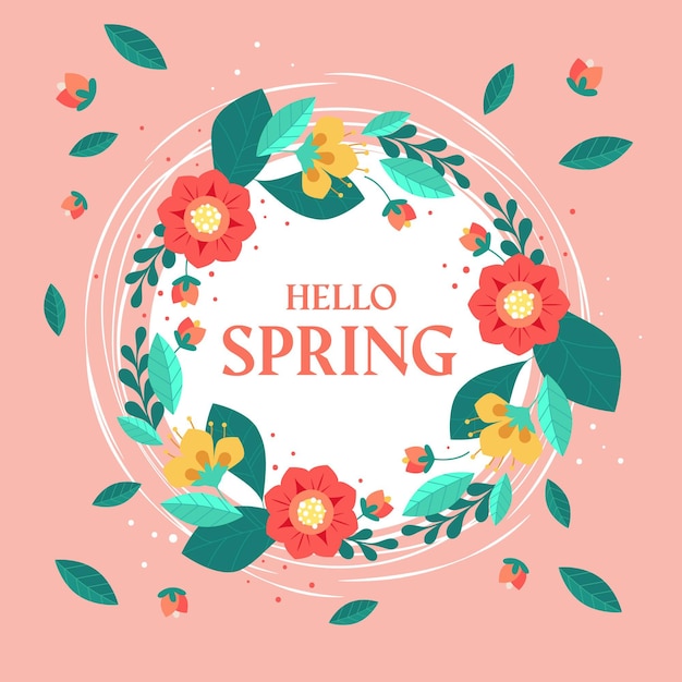 Vibrant Spring Floral Wreath with Greeting Text | Jiffy Designs