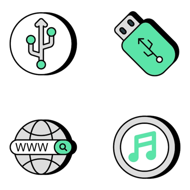 Playful Tech Symbols in Minimalist Circular Designs | Jiffy Designs