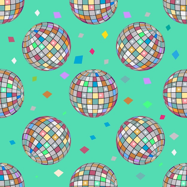 Vibrant Disco Ball Mosaic Pattern on Mint Green | Jiffy Designs