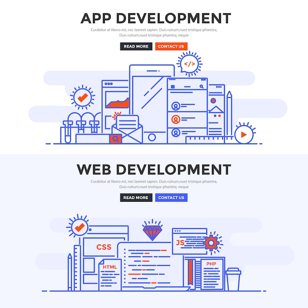 Vibrant Technological Landscape: App and Web Development Illustration ...