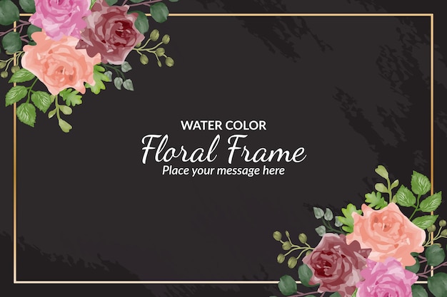 Elegant Watercolor Floral Frame with Roses and Foliage | Jiffy Designs