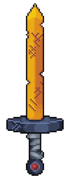Vibrant Pixel Art Sword with Fiery Blade | Jiffy Designs