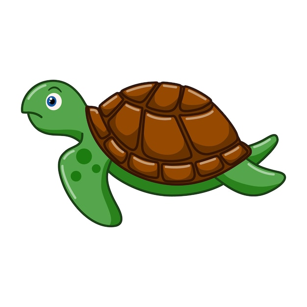 Charming Cartoon Sea Turtle with Vibrant Green Shell | Jiffy Designs