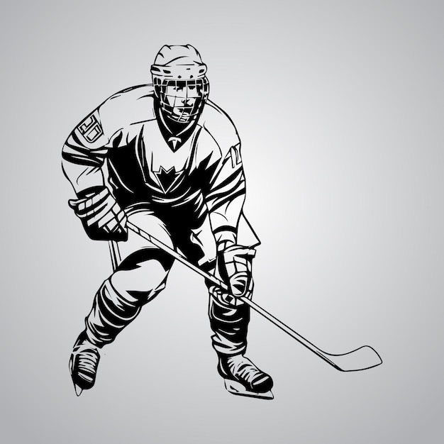 Powerful Hockey Player Charges Ahead with Stick in Hand Jiffy Designs