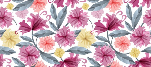 Vibrant Floral Pattern with Colorful Blooms and Leaves | Jiffy Designs