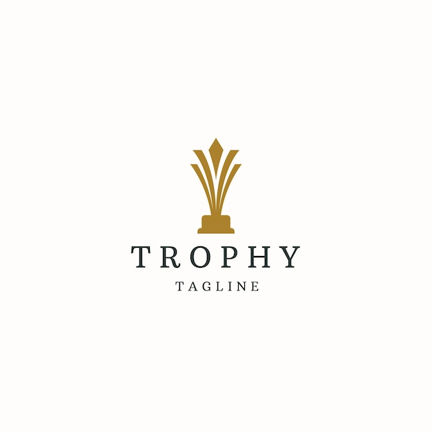 Elegant Golden Trophy Icon Emblem with Tagline | Jiffy Designs