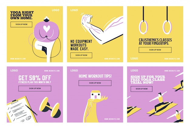 Vibrant Fitness Illustrations Showcase Diverse Workout Routines | Jiffy ...