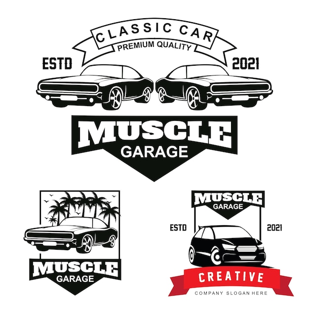 Vintage Muscle Car Garage Emblem Collection | Jiffy Designs