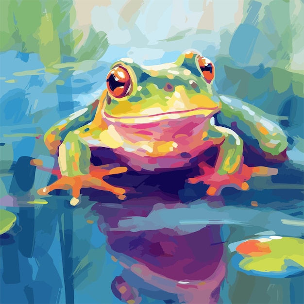 Vibrant Frog Floating in Tranquil Pond | Jiffy Designs