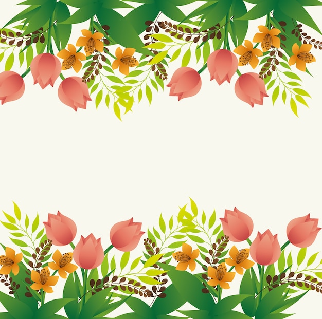 Vibrant Floral Border with Lush Greenery and Blooms | Jiffy Designs
