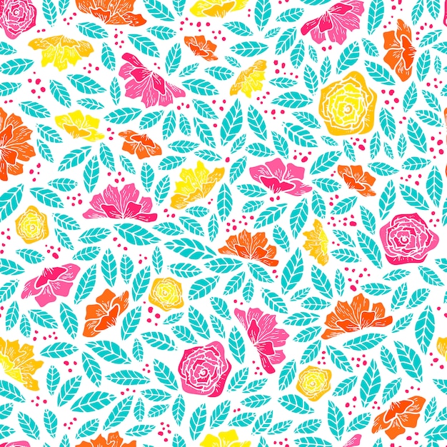 Vibrant Floral Explosion: Colorful Blooms and Leaves Galore | Jiffy Designs