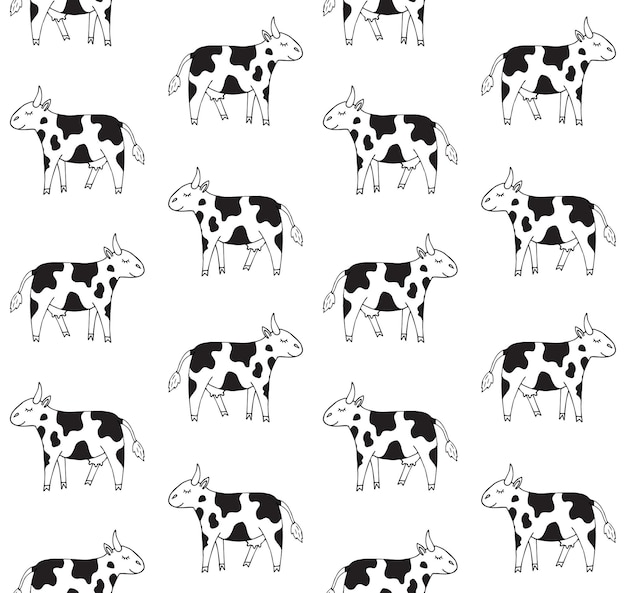 Playful Bovine Patterns: Whimsical Cow and Rabbit Silhouettes | Jiffy ...