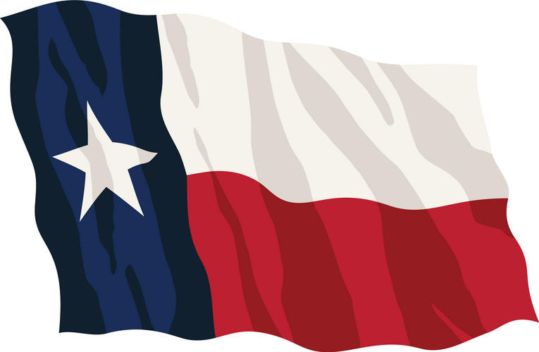 Texas State Flag, Waving, In Full Color Red White And Blue, Isolated ...