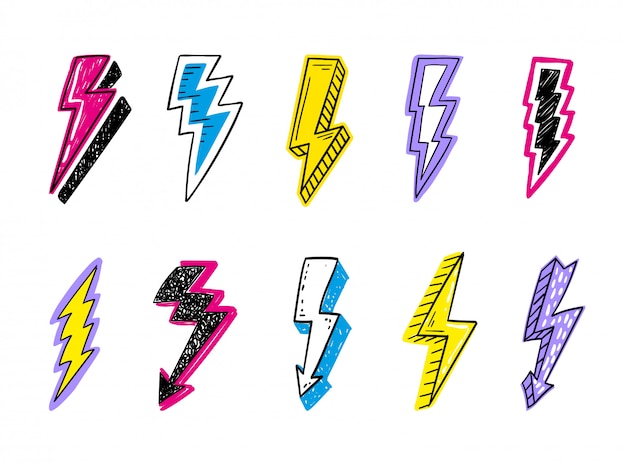 Vibrant Lightning Bolt Symbols in Pop Art Style | Jiffy Designs