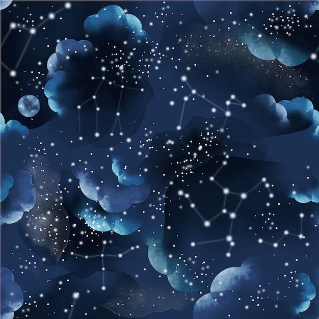 Enchanting Night Sky with Twinkling Stars and Wispy Clouds | Jiffy Designs