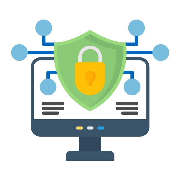 Secure Computer with Shield and Padlock Icon | Jiffy Designs