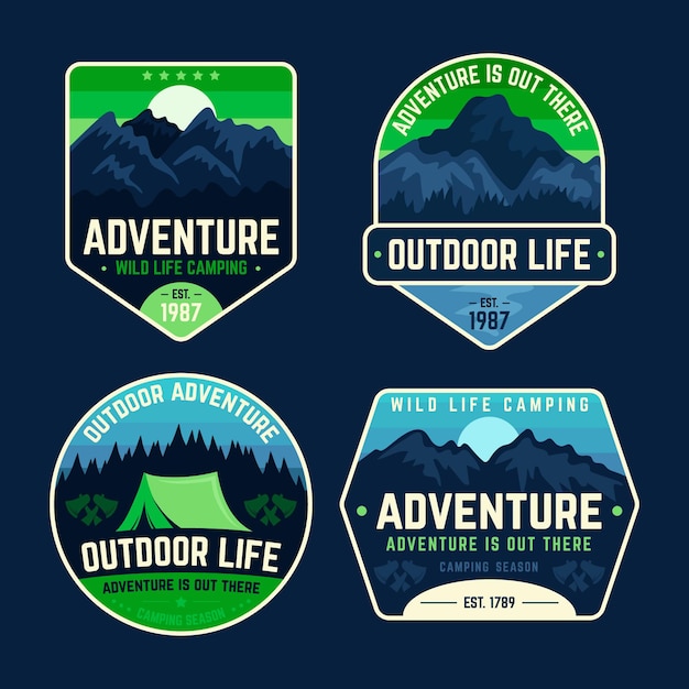 Vibrant Outdoor Adventure Badges and Logos Collection | Jiffy Designs