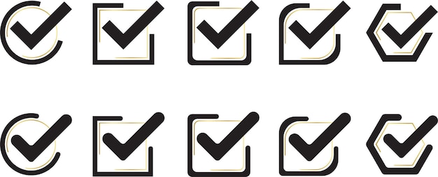 Elegant Checkmark Symbols in Minimalist Black and Gold Design | Jiffy ...