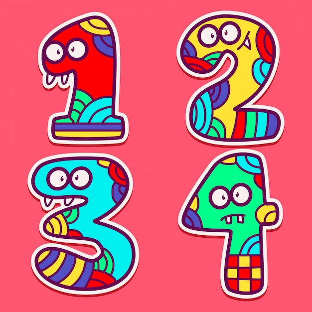 Vibrant Cartoon Numbers with Playful Patterns and Expressions | Jiffy ...