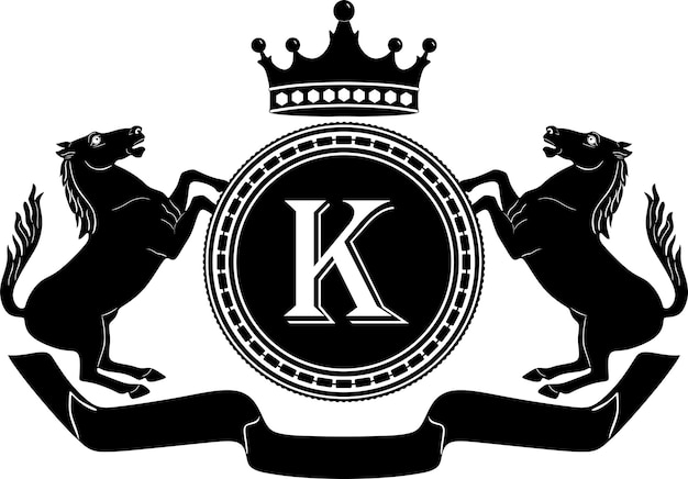 Regal Monogram with Crowned Crest and Majestic Stallions | Jiffy Designs