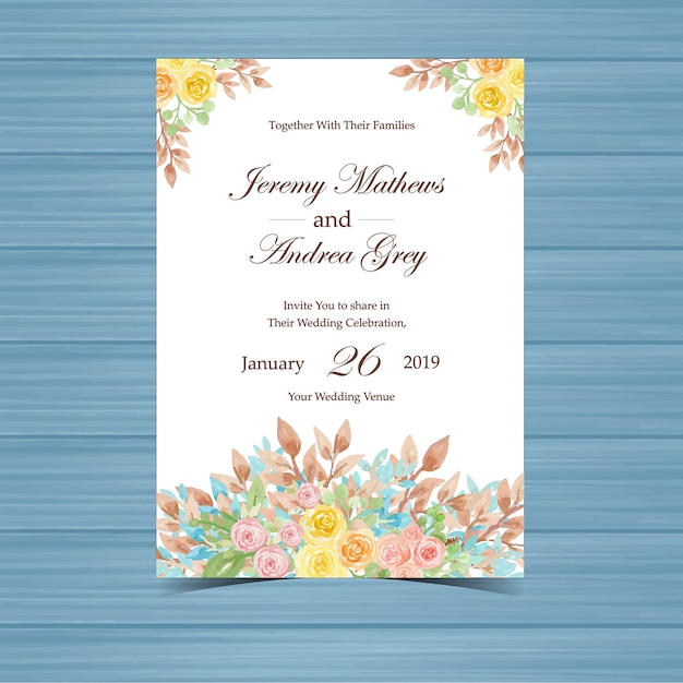 Elegant Floral Wedding Invitation with Couple's Names and Date | Jiffy ...