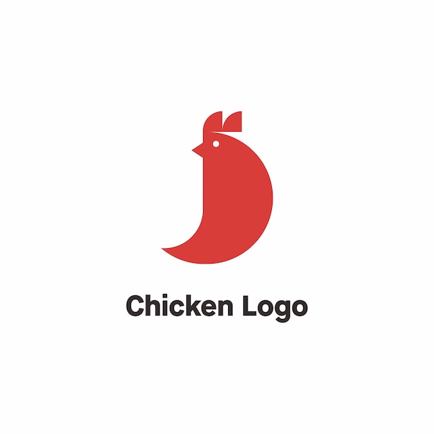 Vibrant Red Rooster: A Minimalist Poultry Icon | Jiffy Designs