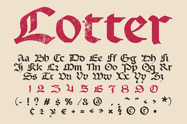 Vintage Lotter Font with Intricate Lettering and Symbols | Jiffy Designs