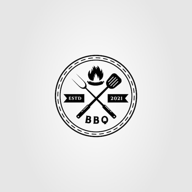 Vintage-Inspired BBQ Emblem with Cooking Utensils | Jiffy Designs
